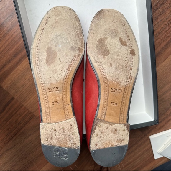 GUCCI JORDAAN LOAFER RED WOMENS SIZE 37.5 - Picture 5 of 8